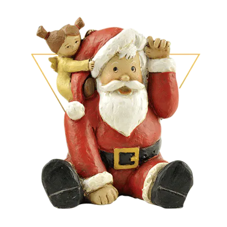 Custom Your Design Polyresin Crafts Christmas Sitting Santa with the Girl