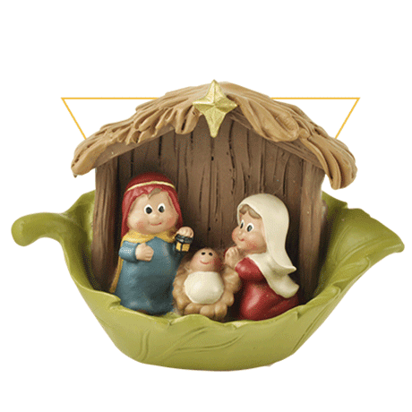 Holy Family Nativity Figurine in Leave Home Decoration Jesus baby Mary Figure with Manger