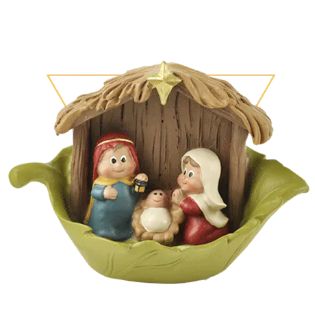 Holy Family Nativity Figurine in Leave Home Decoration Jesus baby Mary Figure with Manger