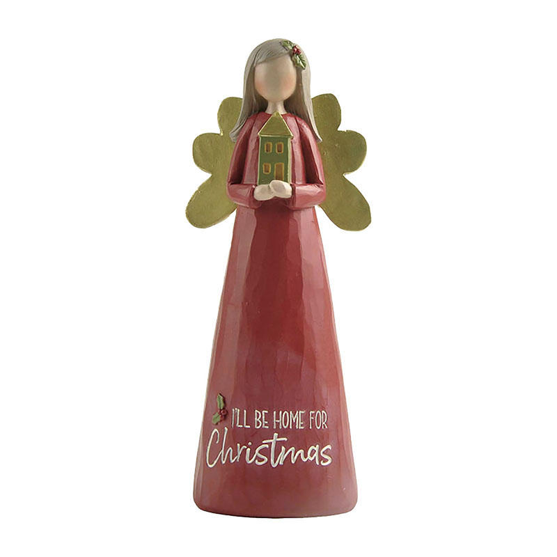 Wholesale Custom Design Red Angel Figurine Best Gifts Golden Wing Angel Statue for Family Home Decoration 218-12921