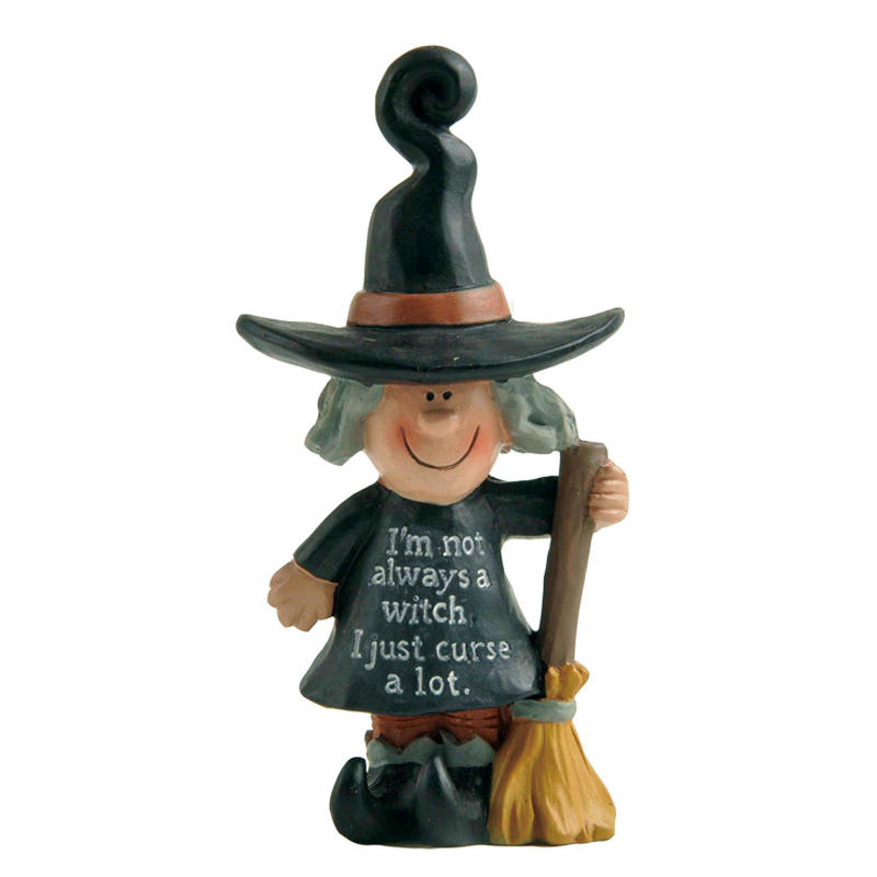 Customized Witch w/grey hair holding broom 216-13070