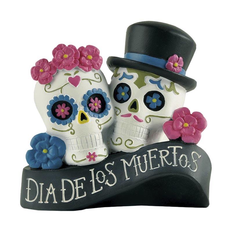 Wholesale Design Hand-Painted A Couple of Skull Head on the Ribbon Figurine for Home Decor for Gifts 216-13201