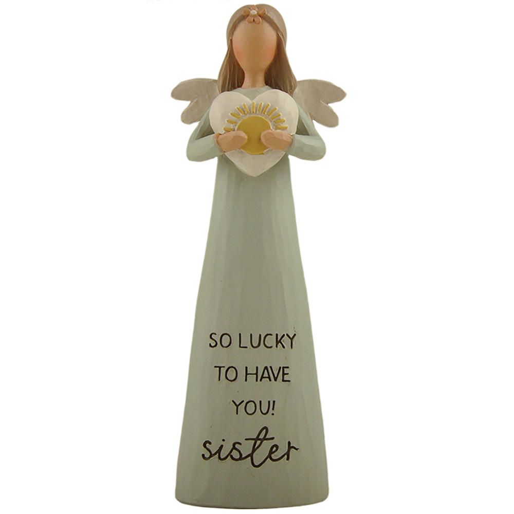 New Arrivals Resin Angel Crafts Bright Blessings Angel -Sister Figurine w Heart for Home Decor   231-13582