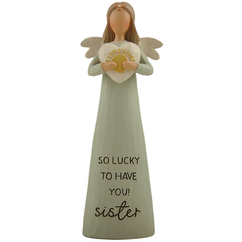 New Arrivals Resin Angel Crafts Bright Blessings Angel -Sister Figurine w Heart for Home Decor   231-13582