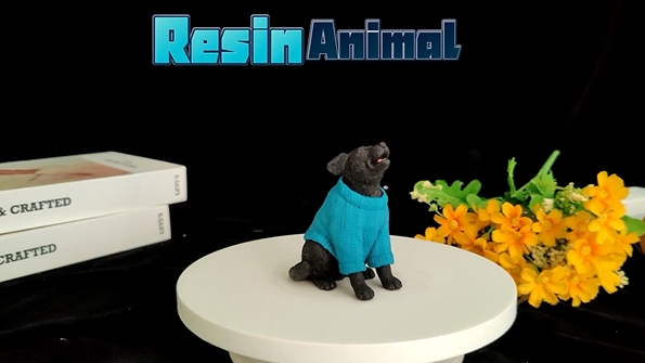 Cozy Chic Resin Dog Sculpture: Knitted Sweater-Clad Puppy Home Decor Craft