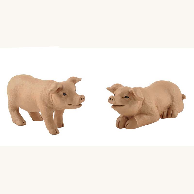 New Design Resin Pig Figurines S/2 Standing/Laying Pigs Statues for Rustic Home Settings 1611-11263