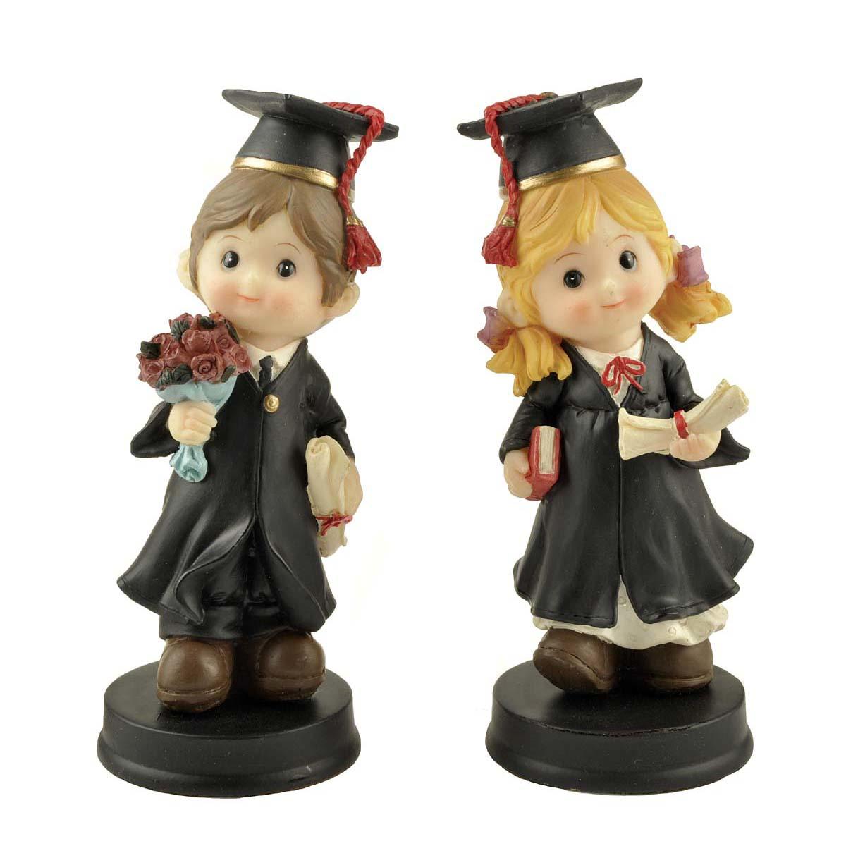 Factory Custom Made Home Decoration Gift Resin Graduation Boy and Girl Statue