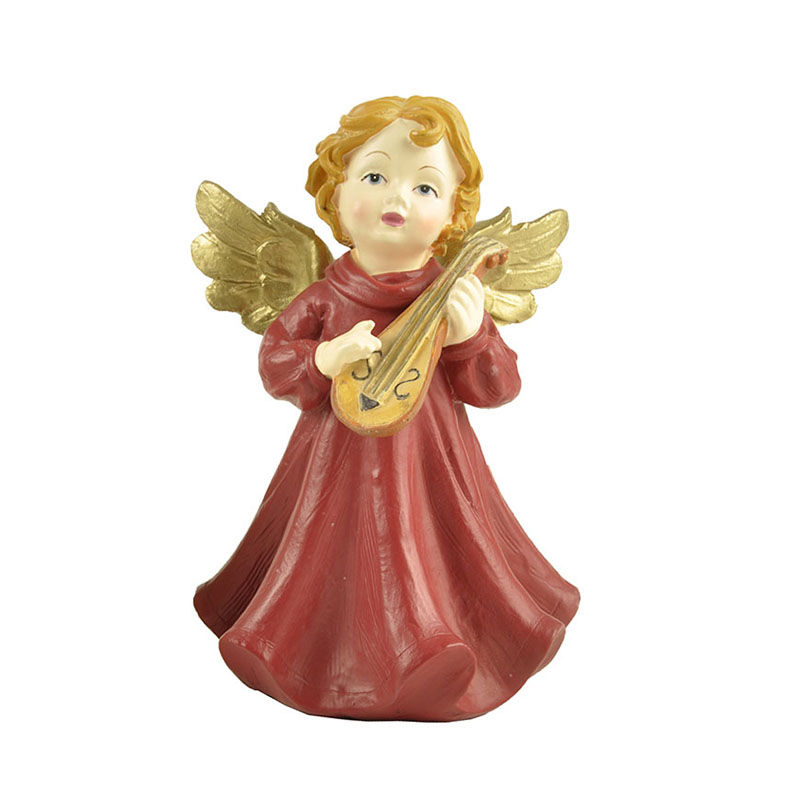 Playing Moon Lute Angel Figurines  Statues