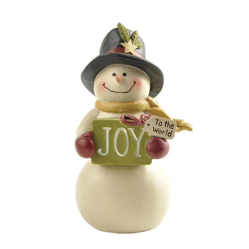 Snowman with Gift Box Resin Christmas Figurines
