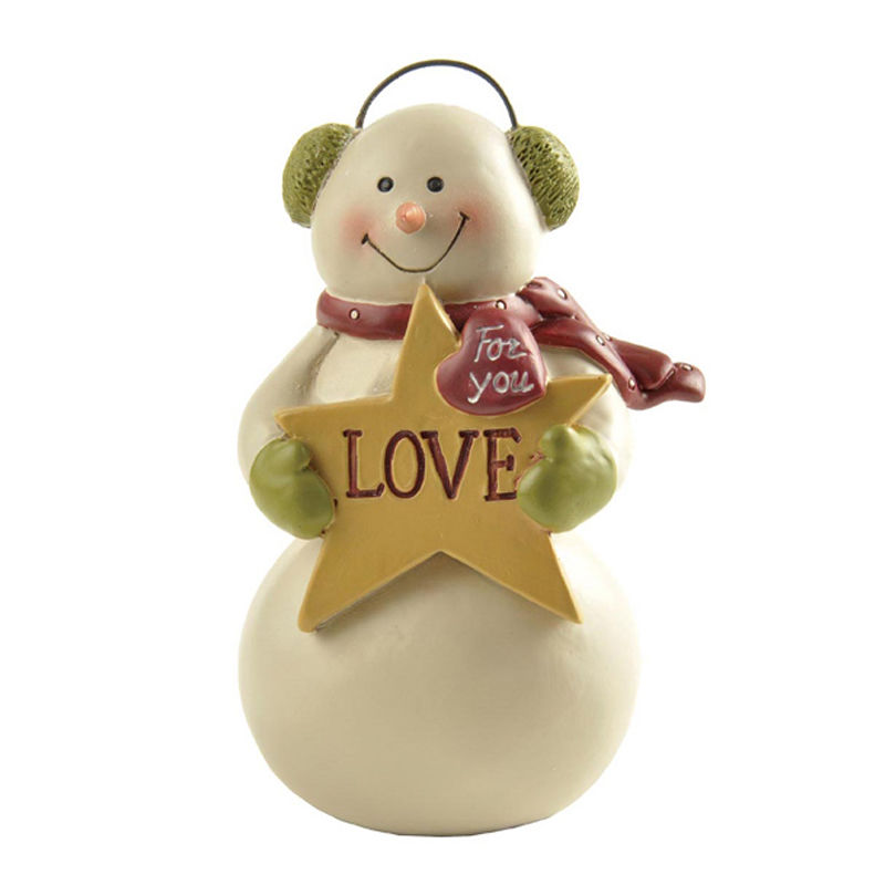 Snowman with Ear Muff Holding Star Mini Christmas Figurines