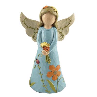 Factory Custom Made Blue Figurine Fairy Statues Resin Angel for Home Decor