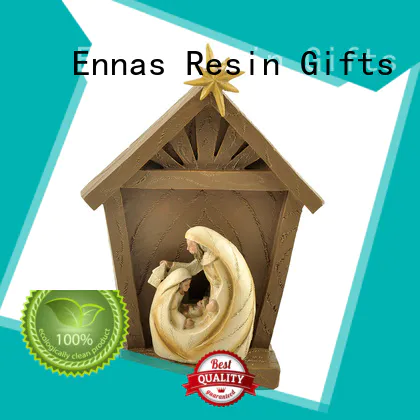 Ennas wholesale nativity set with stable promotional family decor