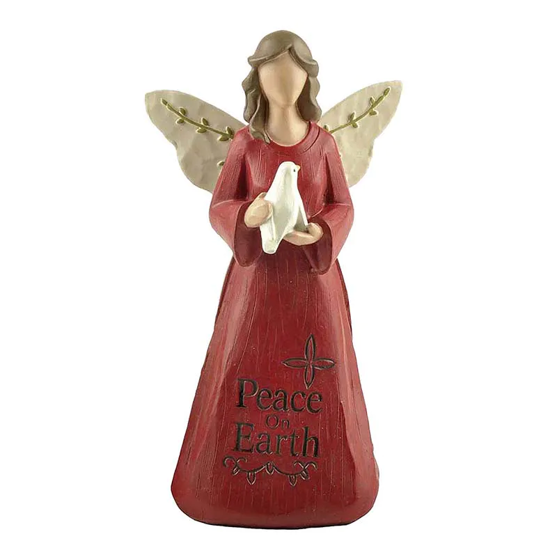 Customized Color Red Kneeling Angel with Pigeon
