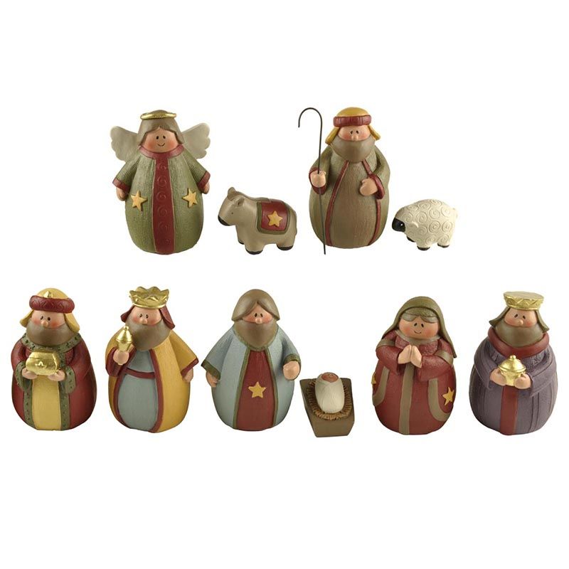 10 Piece Christmas Nativity Set - Real Life Nativity Set Resin Sculpture Hand Painted Tabletop Figurine