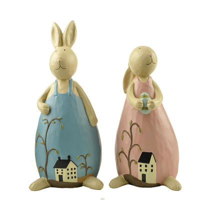 New design Spring Resin Bunny Couples Craft for Easter Decoration