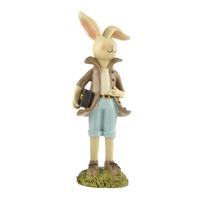 Polyresin Figurine Small Rabbit Statue Boy Bunny Carrying Briefcase