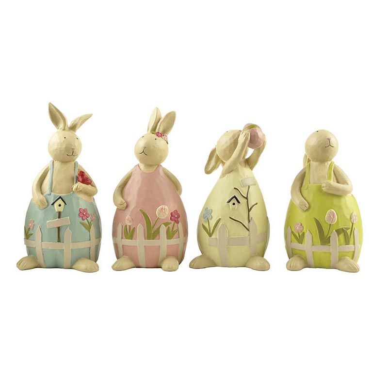 Hot Sale Factory Supply Resin Rabbit Figurine Garden Decor Bunny Easter Statue with Bird and Egg