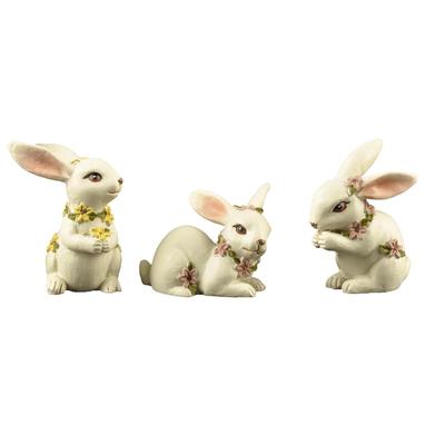 Holiday Garden Resin Figurines Long Ear Easter Gift Rabbit with Wildflowers
