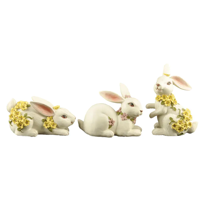 Ennas decorative easter rabbit figurines polyresin home decor