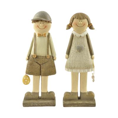 Hot Sale Creative European Country Style Easter Couple Statues Resin Boy & Girl PH15285