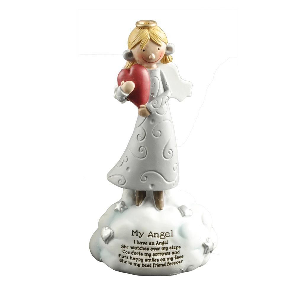 Hot Sale Customized Holding Heart Resin Decorative Angel Figurines on Cloud PH15486