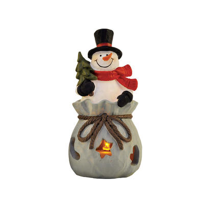 2020 New Design Christmas Decoration Snowman Figurine with LED Light PH15021