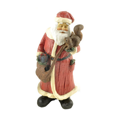 Hot Sale Resin Craft Santa Claus With Squirrel Indoor Christmas Decoration PH15156