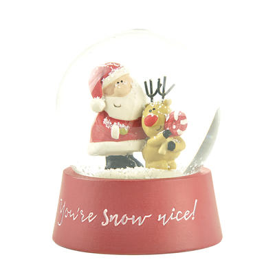 Hot Sale Glass Snow Globe with Resin Santa Clause and Reindeer Inside