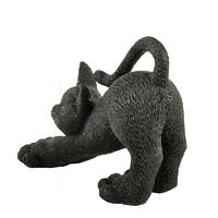 Wholesale polyresin cute waking up and stretching black cat