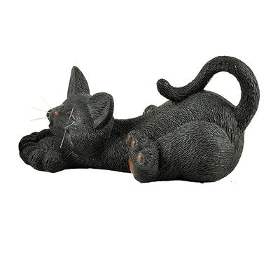Hot Sale Cute Polyresin Lying Black Cat Indoor Decoration