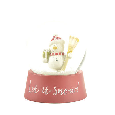 Hot Sale Glass Snow Globe with Polyresin Snowman with Broom in hand Decoration