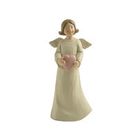 Custom Angel Gifts 5" H Cute Angel Figurines with Love Holding Heart (Cream) Collectible Figurines  PH15777