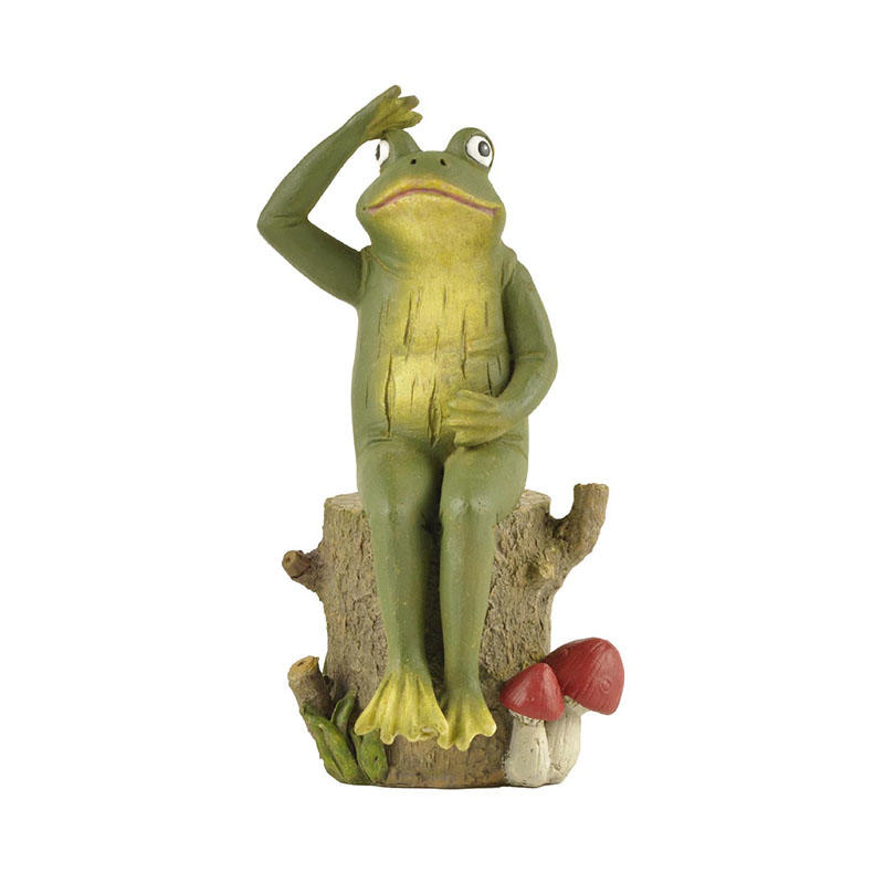 Custom Frog Sitting On Stump Spring Animal Figurine Resin Crafts for Garden