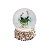 New Design Resin Crab Figurine Inside Sea Animal Snow Globe Custom Water Globe Ball