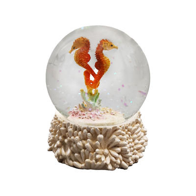 Amazon Hot Sale Glass Water Globe Couple Cute Sea horse Statues for Gifts