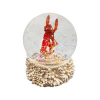 New Design Red Lobster Figurine Sea Animal Glass Water Globe for Holiday Gift