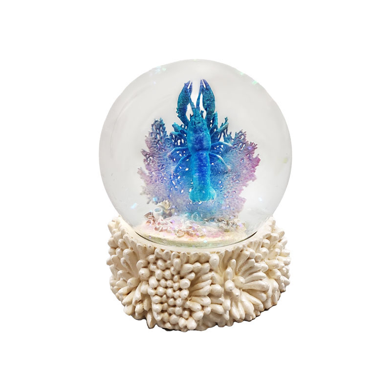 Customized Resin Animal Snow Globe Lobster Figurine for Home Decor