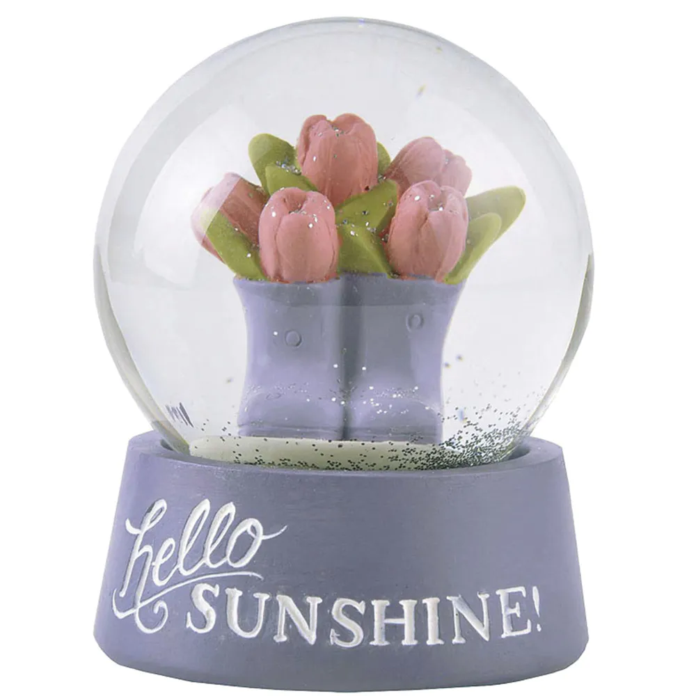 Amazon Hot Sale Flowers in the Boots Glass Snow Globe on Sunshine Base Statues 211-12940