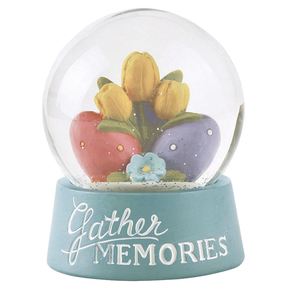Hot Sale Hand-Painted Easter Egg with Flower Snow Globe on Base Resin Statue for Home Decor 211-12933
