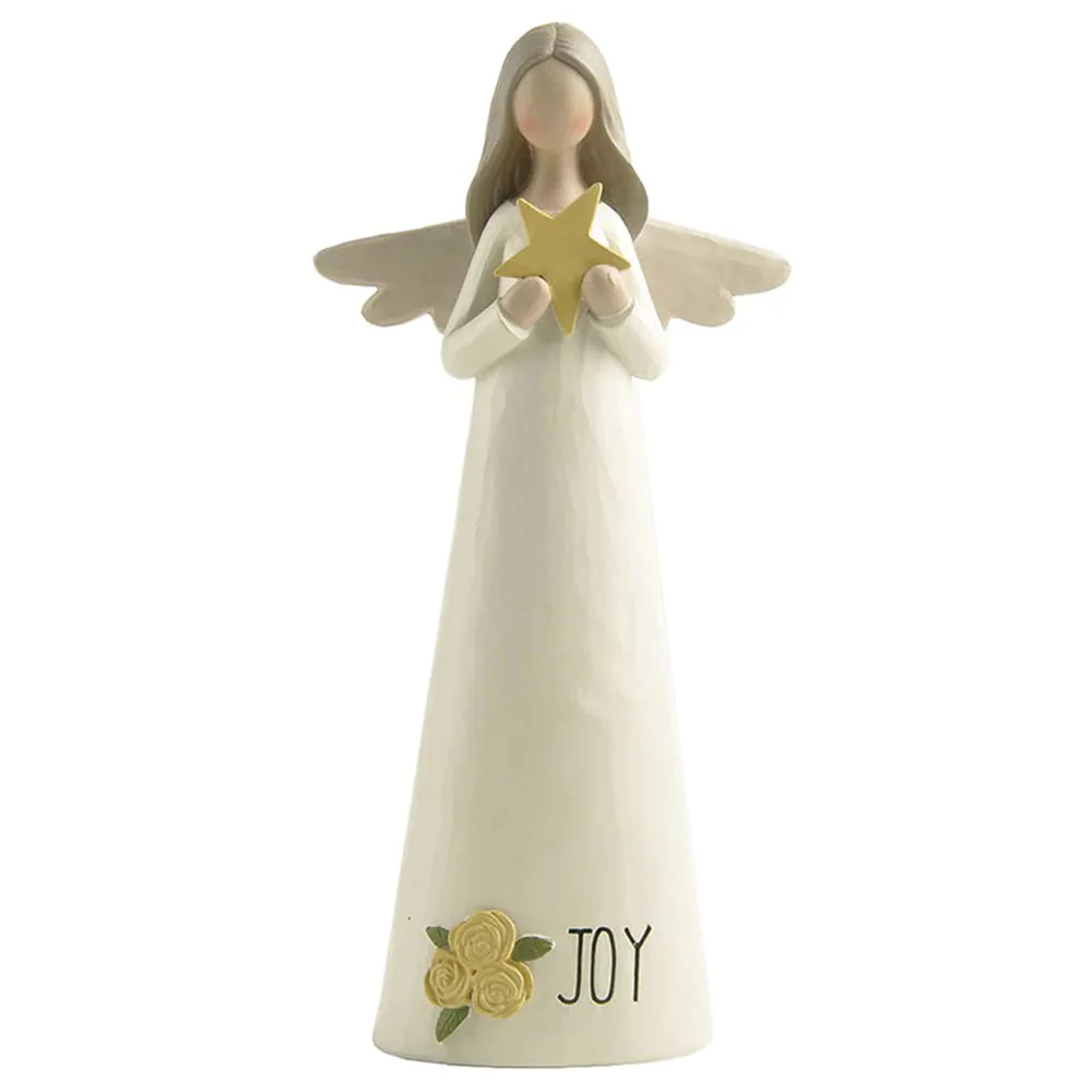 Amazon Hot Sale ‘JOY’ Resin Angel Miniature Cute Angel Holding a Little Yellow Star L3.43”x W2.05”x H7.25”   2166-13275