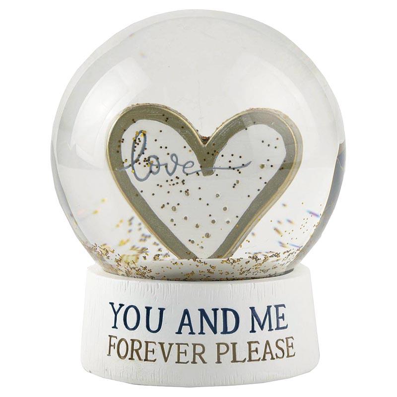 ‘YOU AND ME FOREVER PLEASE’ Golden Margin’love’ Heart Snow Globe 211-12991