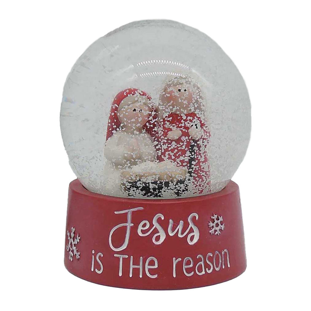 Jesus is the Reason Snow Globe with Holy Family Nativity Set- 2.52*2.52*3.15 Inches for Catholic& Christian Family Decoration in Western European