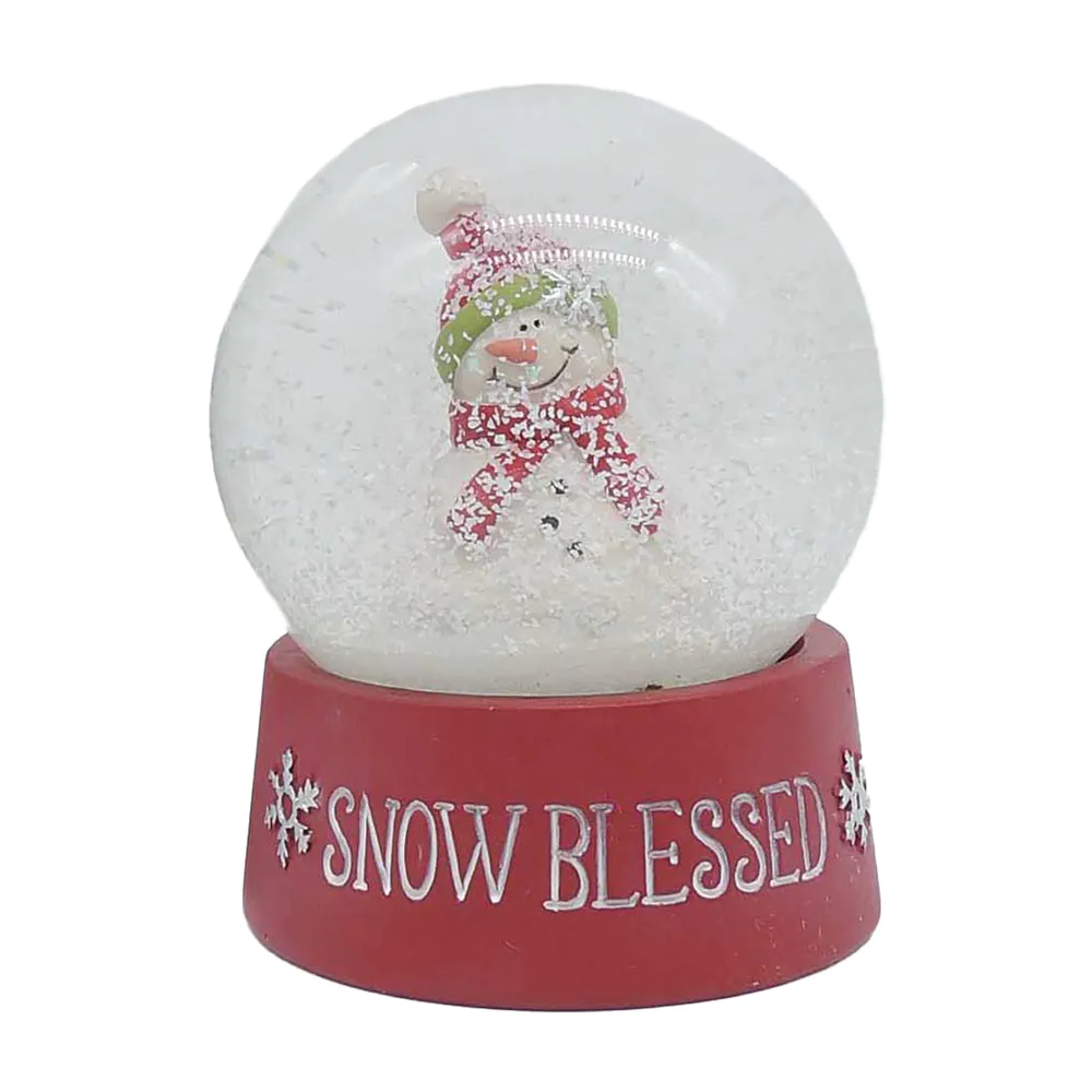 Personalized Hand-Painted Snow Blessed Snow Globe With Snowman on Base Resin Statue  for Table Decor Furnishing 198-12433