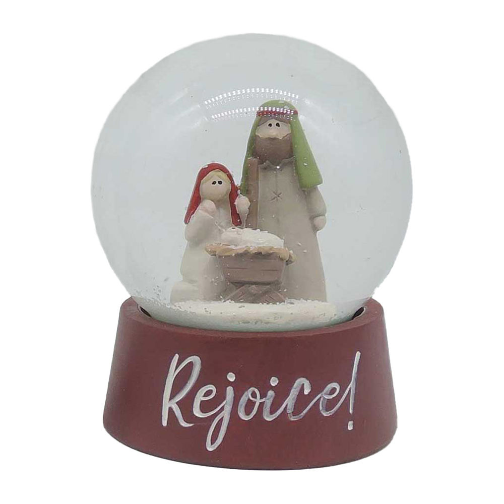 'Rejoice' Holy Mary Red Mini Nativity Snow Globe 208-12890