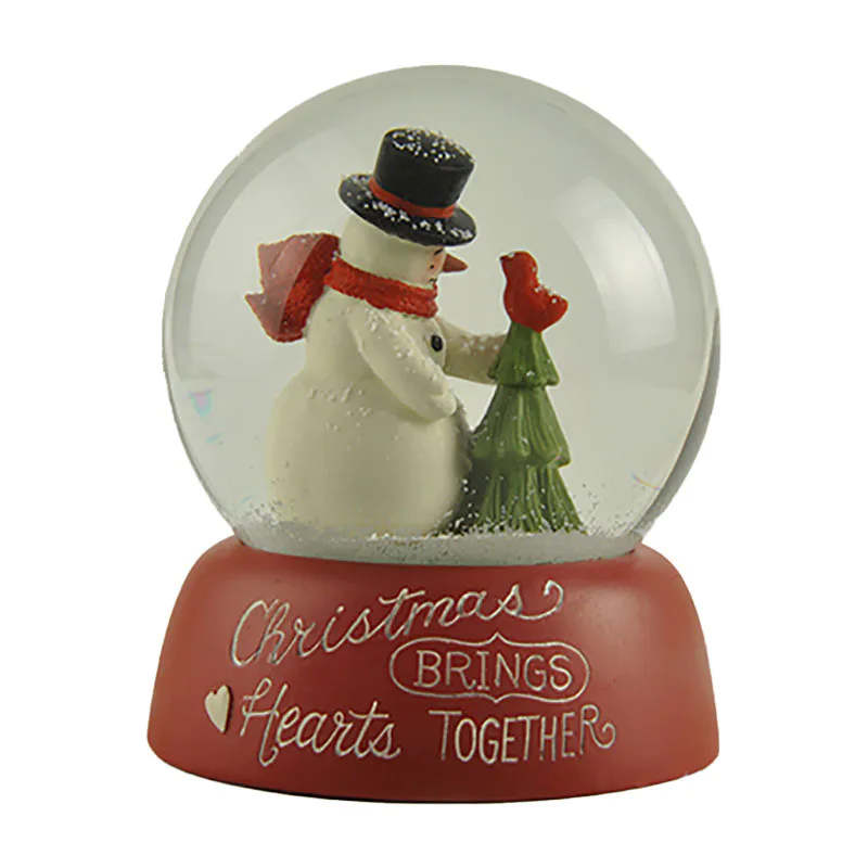 Fashion New Design Snowman with Green Tree and Red Bird Snow Globe 100mm Tourist Souvenir Gifts for Family, Friends and Lover218-13264
