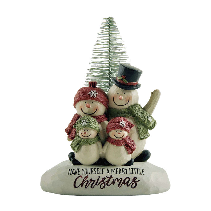 Wholesale Snowmen Family of 4& Christmas Tree on HAVE YOURSELF A MERRY LITTLE Base Christmas Resin Handcrafts for Home Decor218-13308