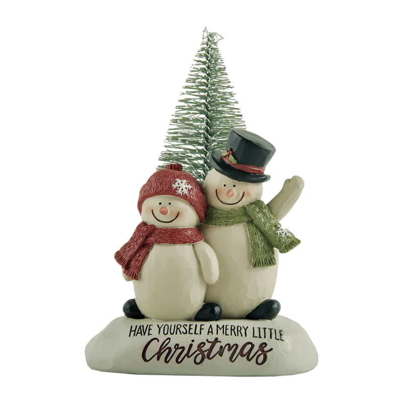 Custom Hotsale "HAVE YOURSELF A MERRY LITTLE CHRISTMAS" SNOWMAN COUPLE Figurines Resin Handcrafts for Home Decor Accessorie218-13309
