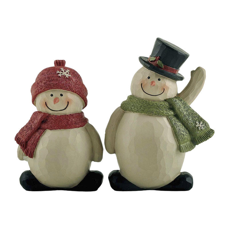 Personalize Custom Set of 2 Snowman Couple Christmas Figurine Resin Handmade for Family Decoration for X'mas Day Holiday218-13310