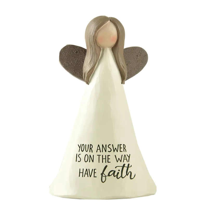 Hot Sale Factory Resin Craft 3.23'' Wood Wing Angel-faith As Perfect Present211-13227