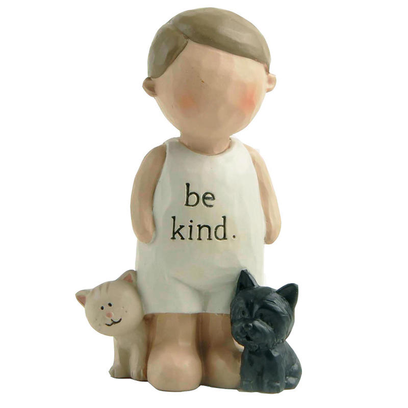 Factory Handmade Boy angel w/cat&dog-be kind Cute Craft, Preferred for Friends, Children and Relatives, 3.46 Inches High 211-13209
